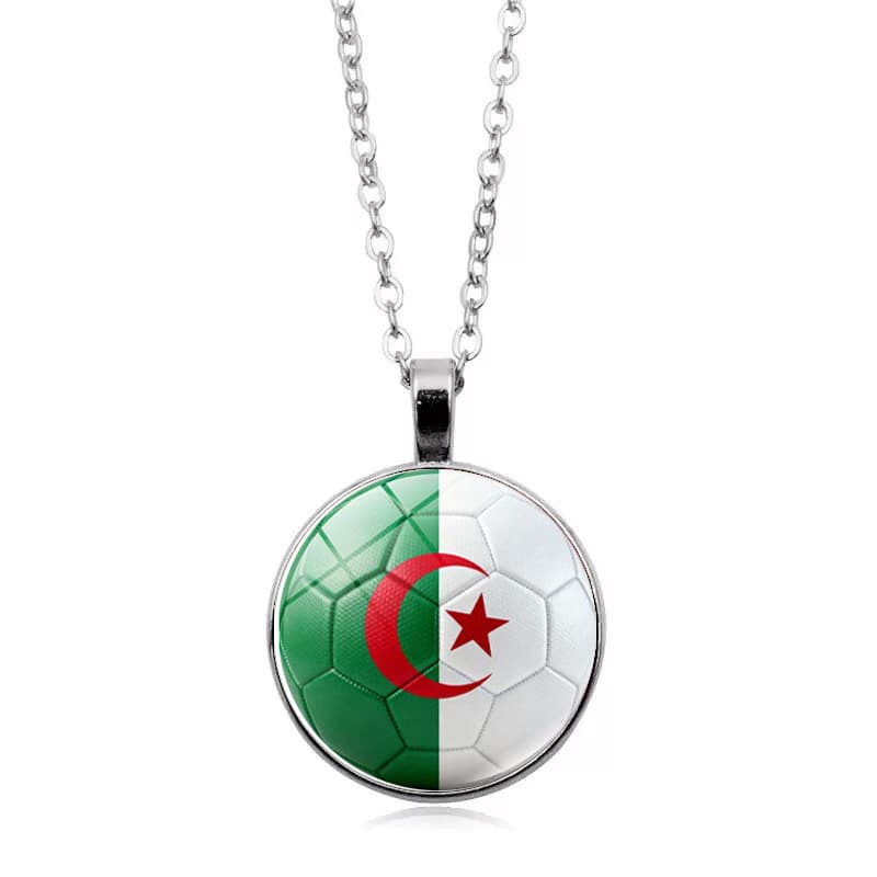Algeria Flag Football FIFA World Cup 2026 Pendant Necklace — front view