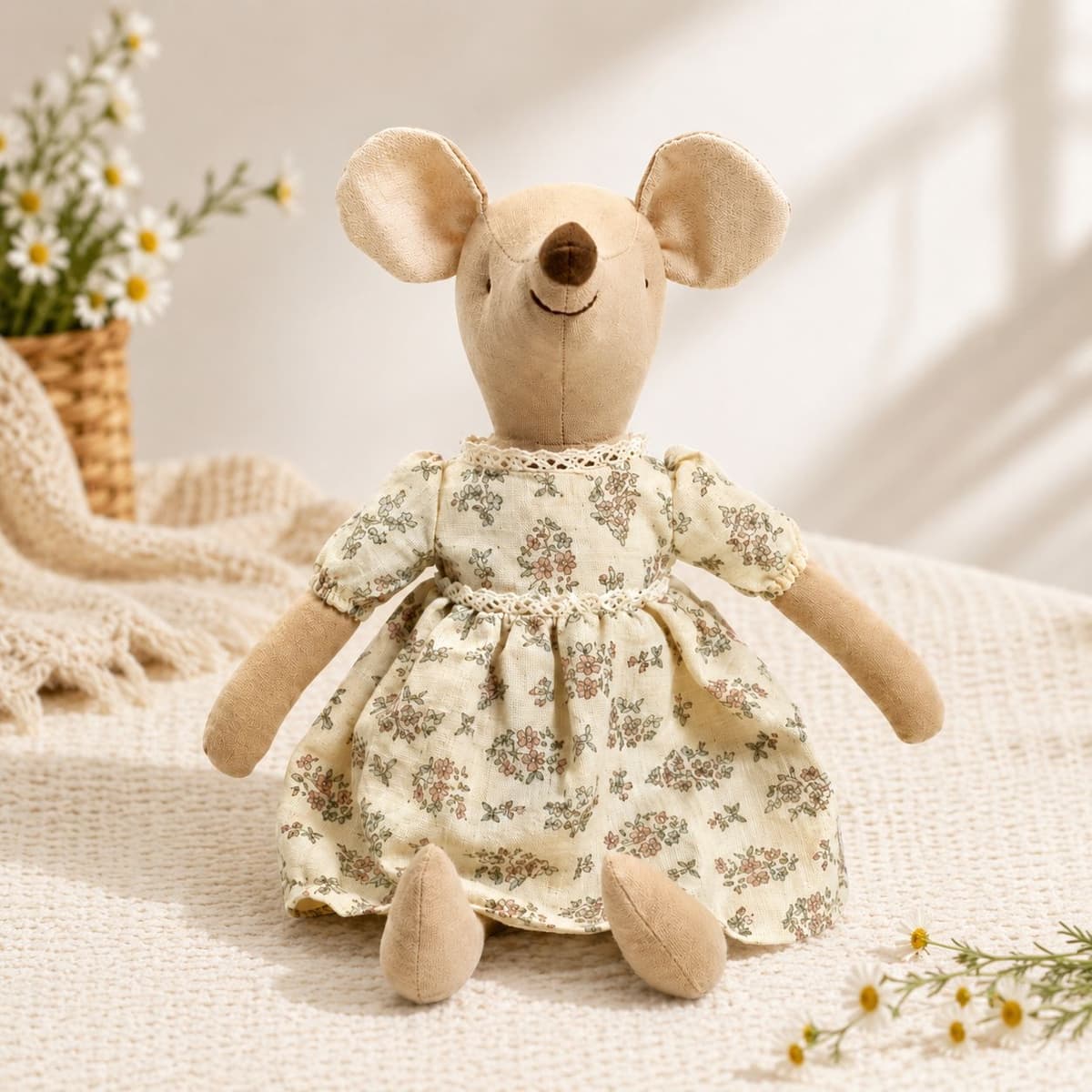 Vintage Floral Dress Mouse Plush 38.5cm — Mouses from Mowey Studio