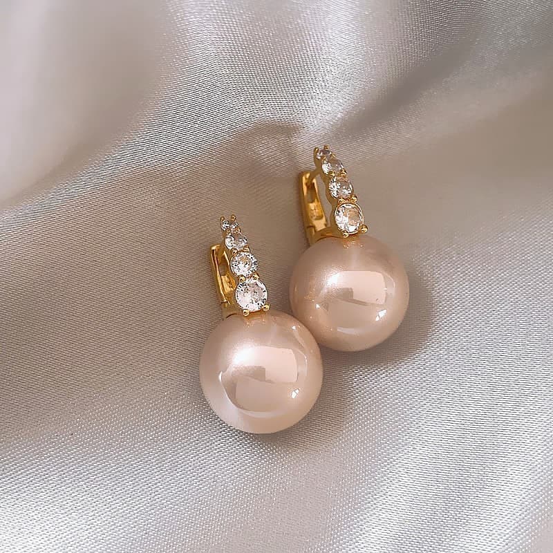 Champagne Crystal Drop Pearl Clip-on Earring — Earring pearls from Mowey Studio