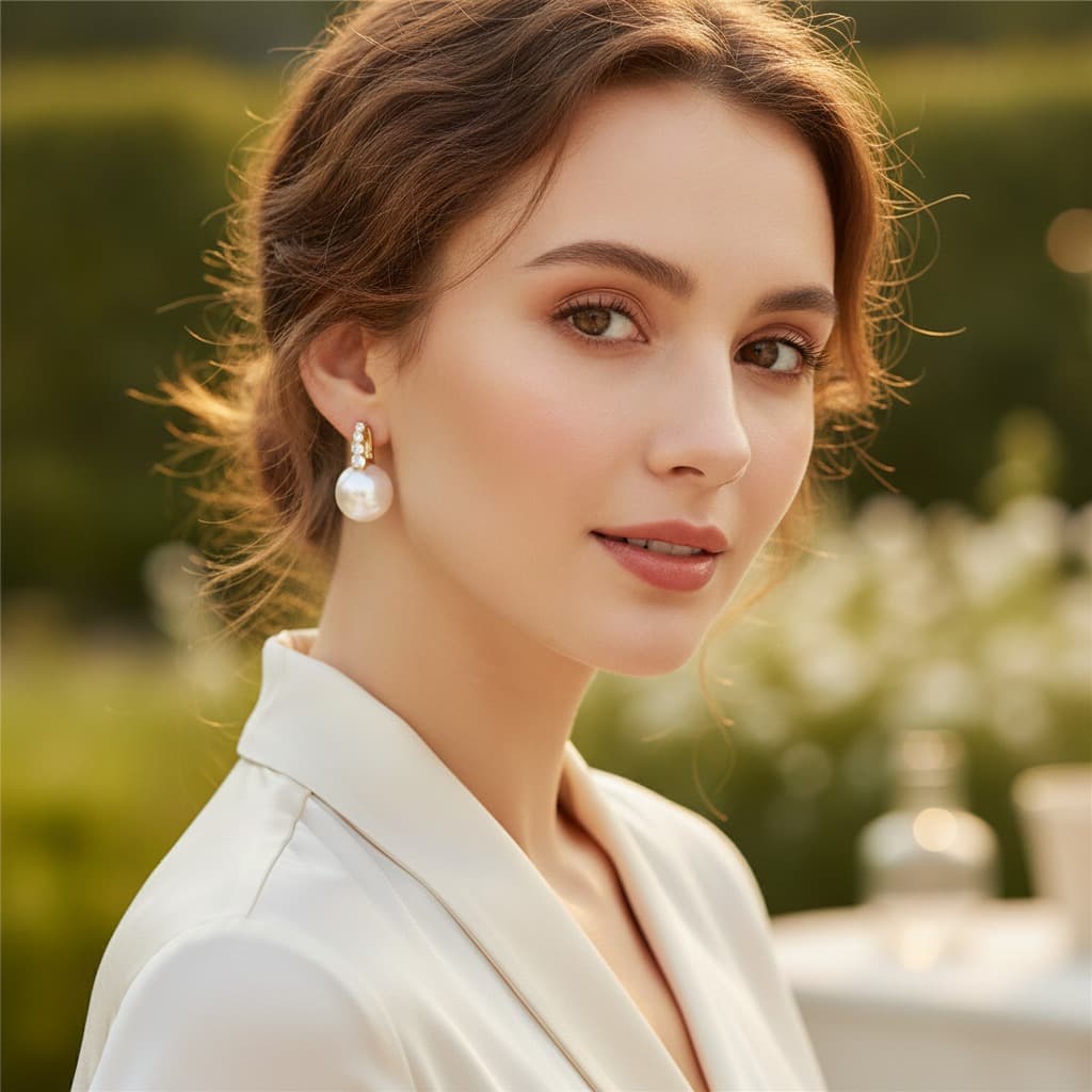Ivory Crystal Drop Pearl Clip-on Earring — view 4