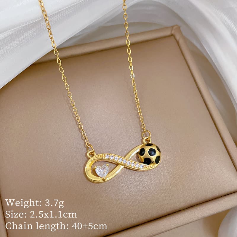 Titanium Steel Micro Crystal Football FIFA World Cup 2026 Collarbone Necklace — front view