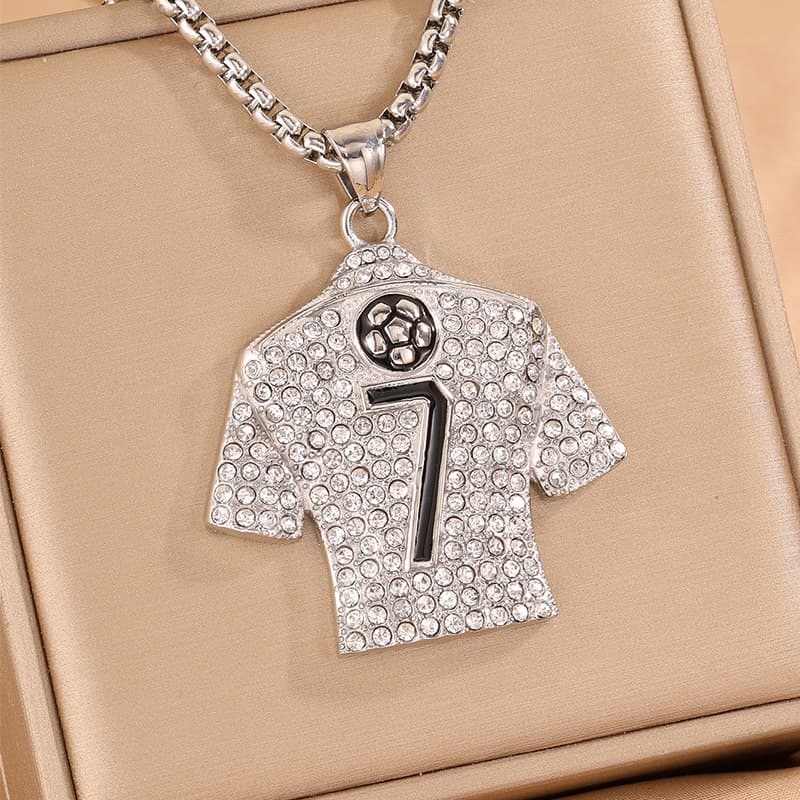 Steel No.7 Ronaldo Portugal FIFA World Cup 2026 Pearl Chain Pendant Necklace — Necklace pendants from Mowey Studio