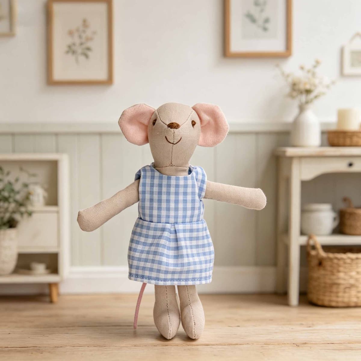 Blue Check Mouse Plush 15cm — Mouses from Mowey Studio