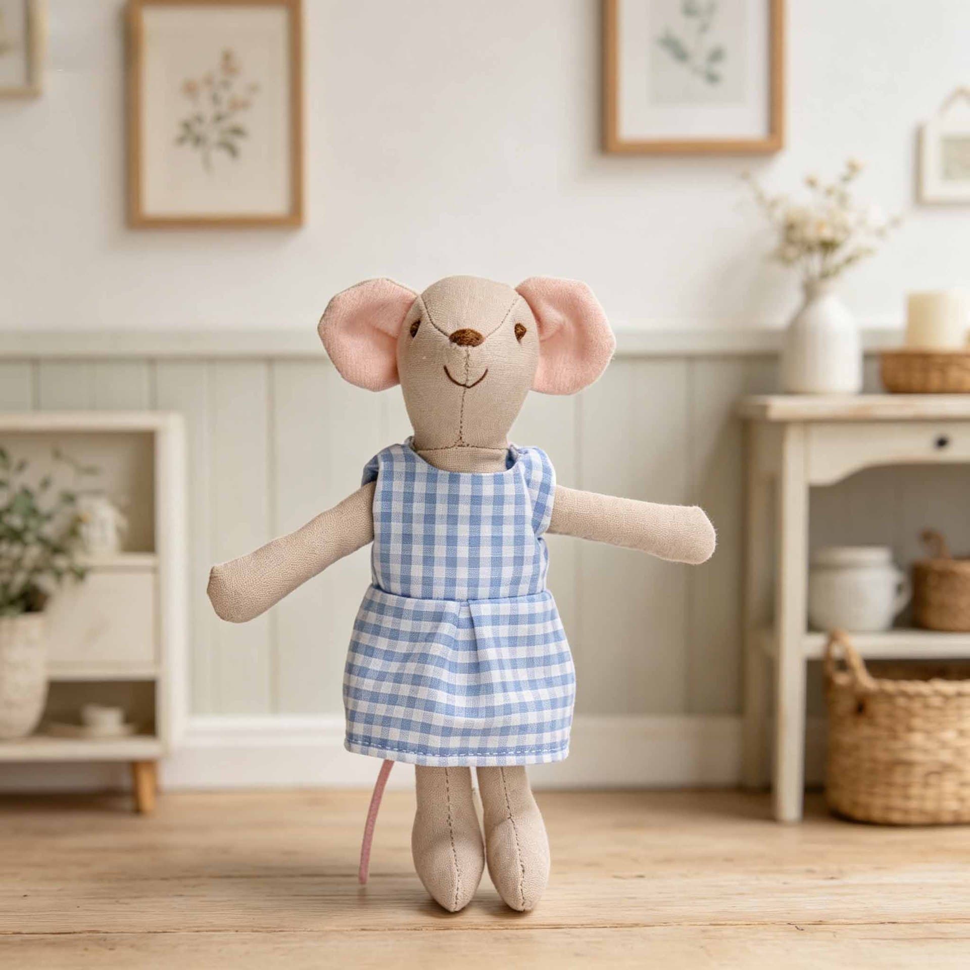 Blue Check Mouse Plush 15cm — Mouses from Mowey Studio