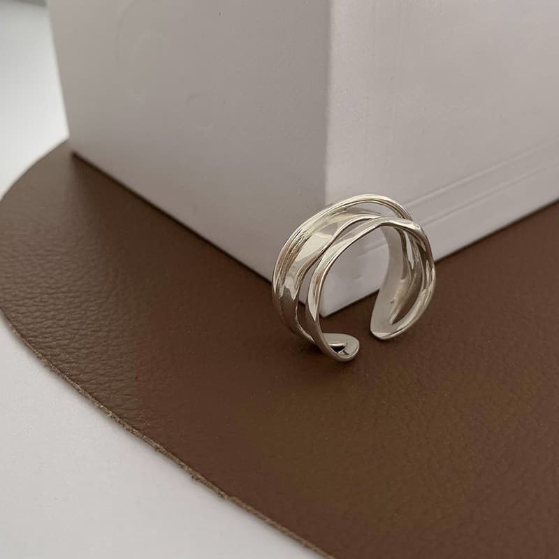 Triple Flow Band Silver Ring — front view