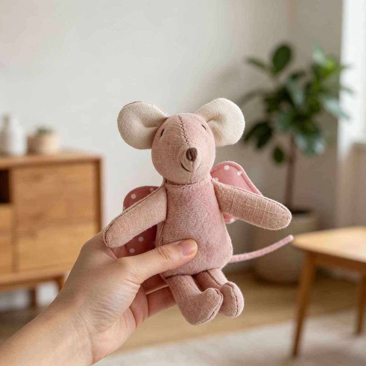Pink Polka Wing Angel Mouse Plush 10cm — Mouses from Mowey Studio