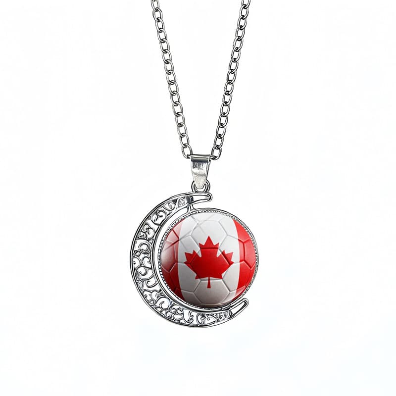 Canada Flag Spinning Moon FIFA World Cup 2026 Sweater Chain Necklace — front view