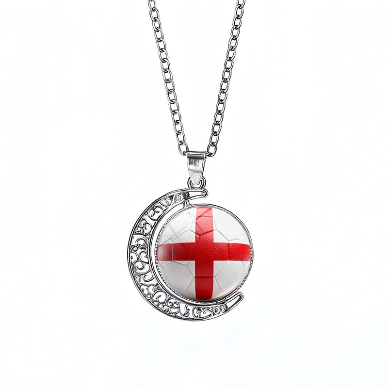 England Flag Spinning Moon FIFA World Cup 2026 Sweater Chain Necklace — front view