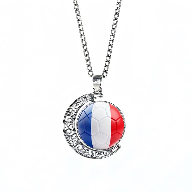 France Flag Spinning Moon FIFA World Cup 2026 Sweater Chain Necklace — front view