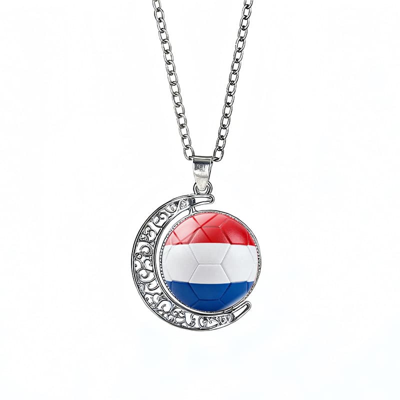 Netherlands Flag Spinning Moon FIFA World Cup 2026 Sweater Chain Necklace — front view