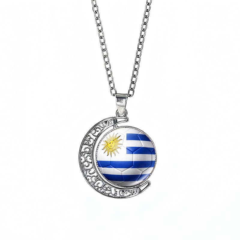 Uruguay Flag Spinning Moon FIFA World Cup 2026 Sweater Chain Necklace — front view