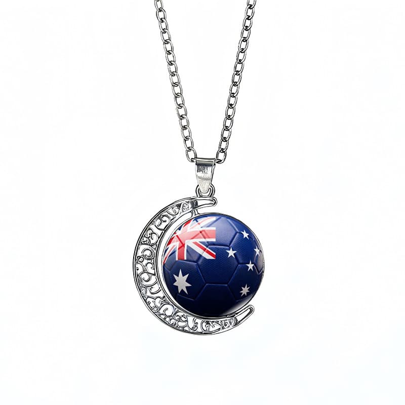 Australia Flag Spinning Moon FIFA World Cup 2026 Sweater Chain Necklace — front view