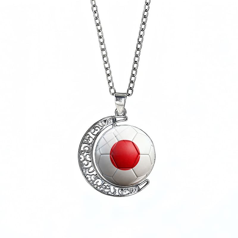 Japan Flag Spinning Moon FIFA World Cup 2026 Sweater Chain Necklace — front view
