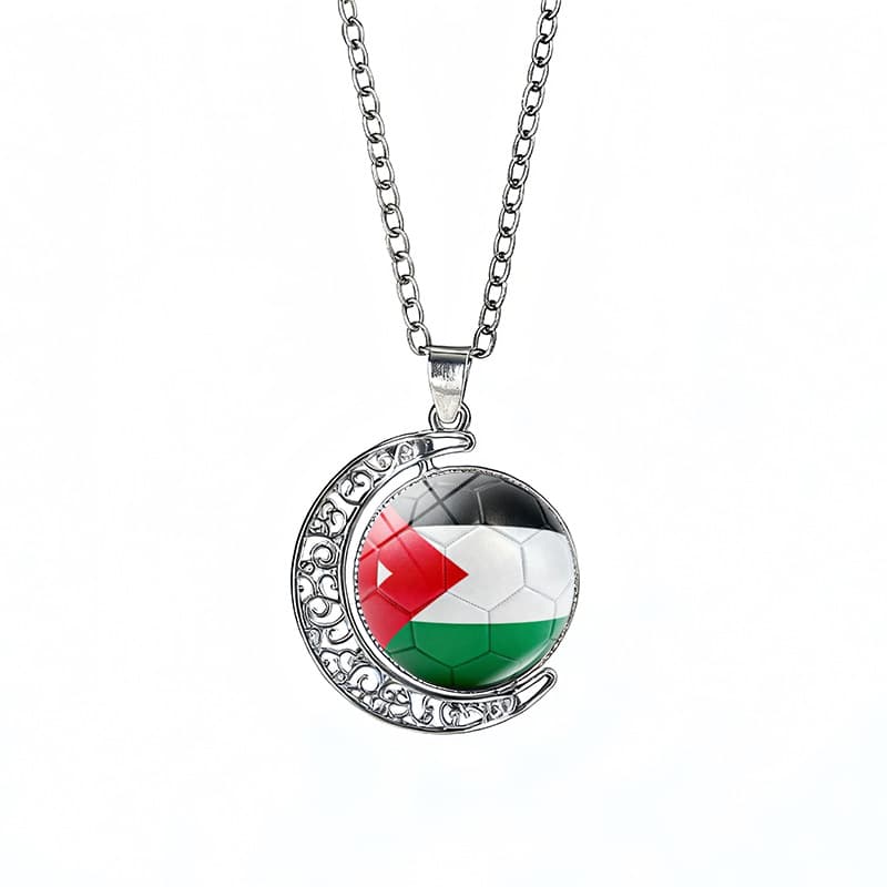 Jordan Flag Spinning Moon FIFA World Cup 2026 Sweater Chain Necklace — front view