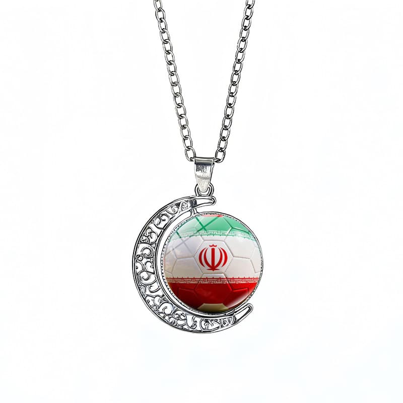 Iran Flag Spinning Moon FIFA World Cup 2026 Sweater Chain Necklace — front view