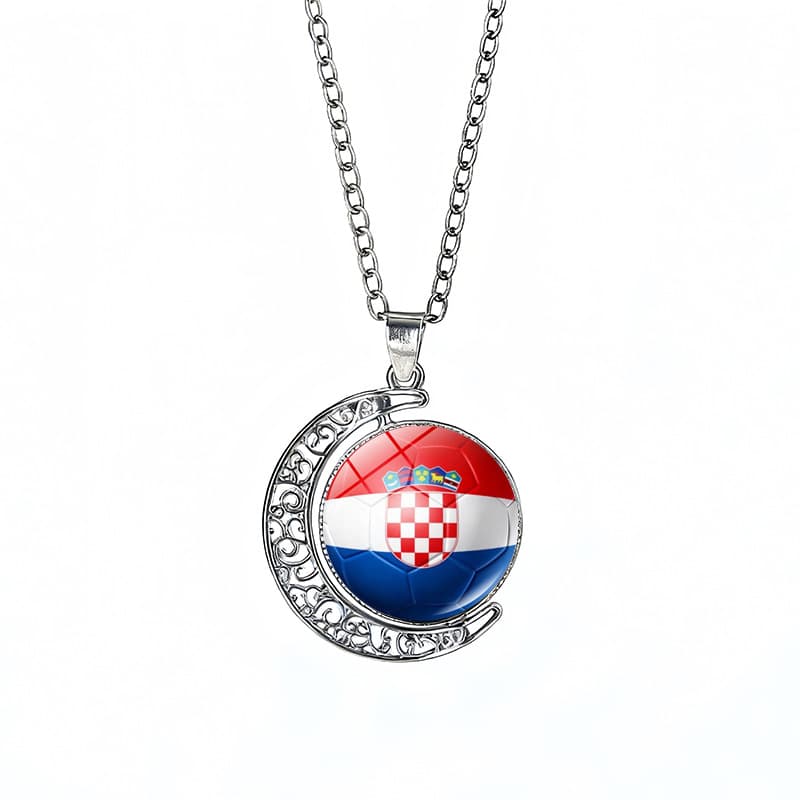 Croatia Flag Spinning Moon FIFA World Cup 2026 Sweater Chain Necklace — front view