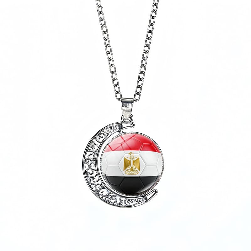 Egypt Flag Spinning Moon FIFA World Cup 2026 Sweater Chain Necklace — front view