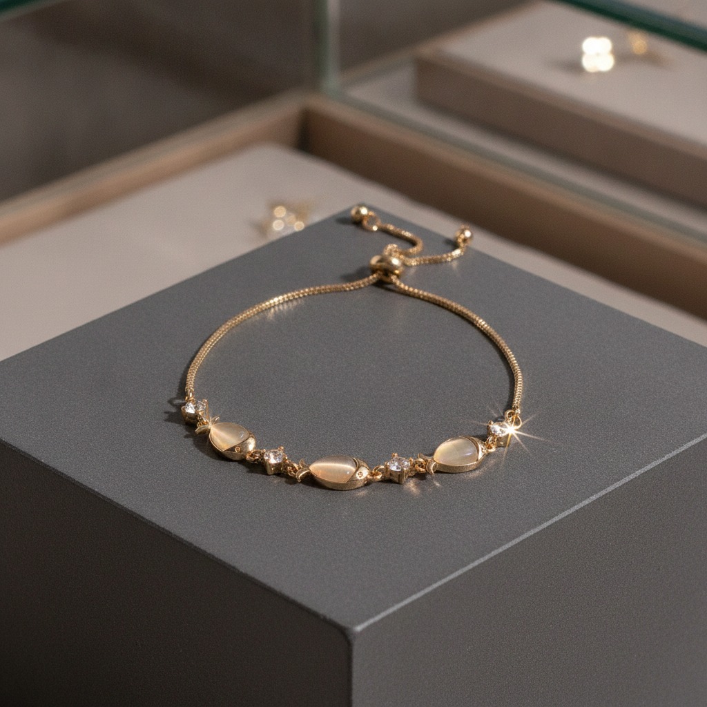 Gold Opal Fish Charm Bracelet — Bracelet charms from Mowey Studio
