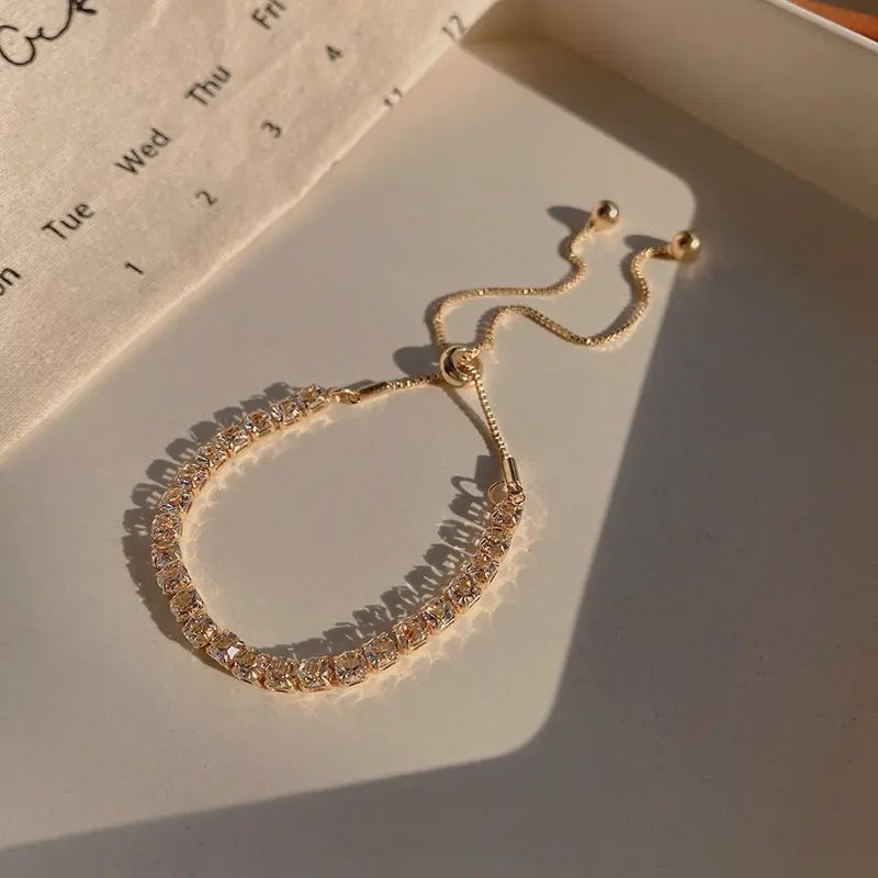 Gold Full Crystal Tennis Bracelet — view 2