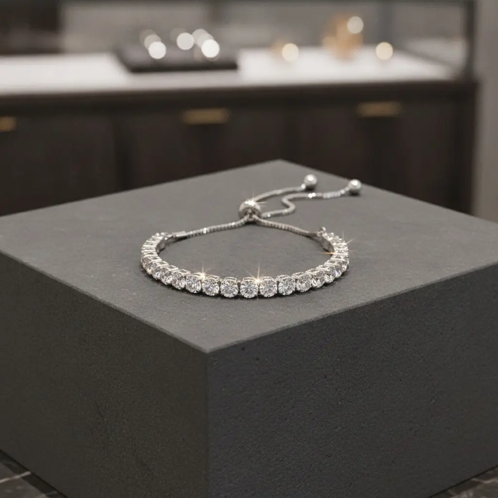 Silver Full Crystal Tennis Bracelet — view 2