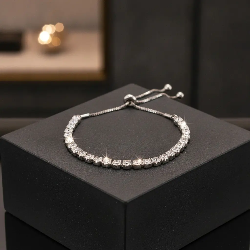 Silver Full Crystal Tennis Bracelet — view 3