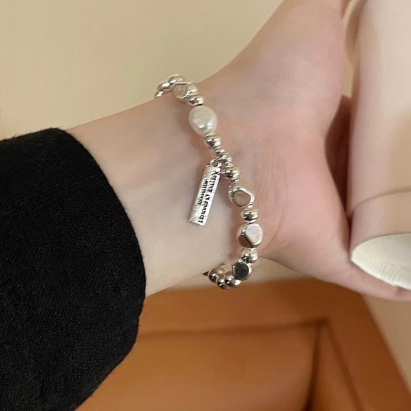 Silver Irregular Pearl Mixed Bead Bracelet