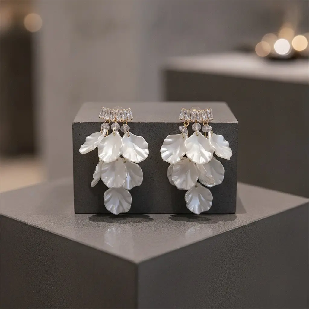 Fern Bow & Ice Berry Seed Bead Drop Earring — view 4