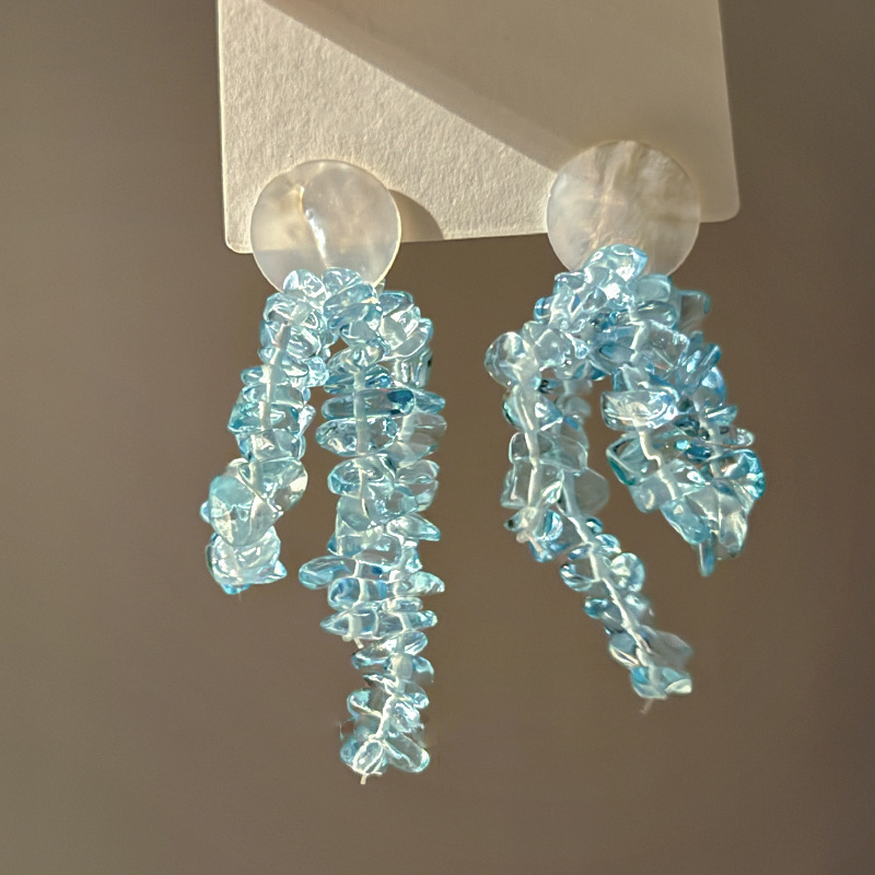 Glacier Chip Stone & Pearl Disc Drop Earring