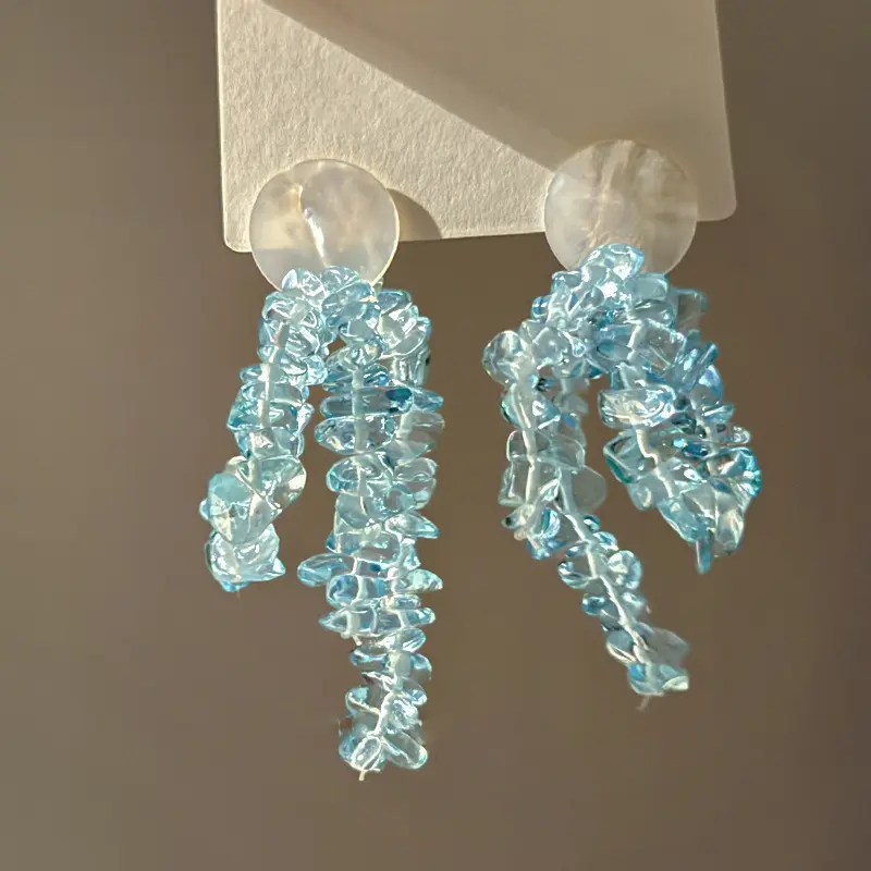 Glacier Chip Stone & Pearl Disc Drop Earring — Earring minimals from Mowey Studio