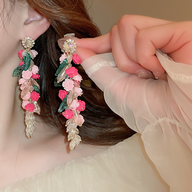 Rose Garden Crystal Cascade Drop Earring