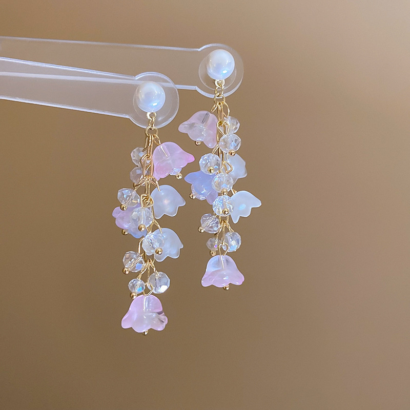 Opal Bell Cluster Crystal Drop Earring