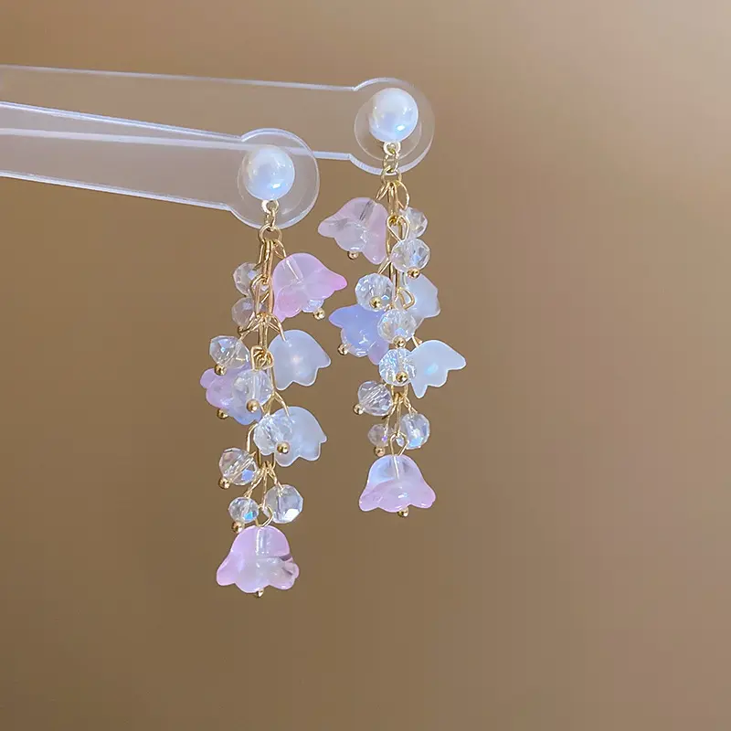 Opal Bell Cluster Crystal Drop Earring — front view