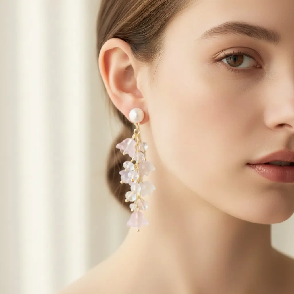 Opal Bell Cluster Crystal Drop Earring — view 3