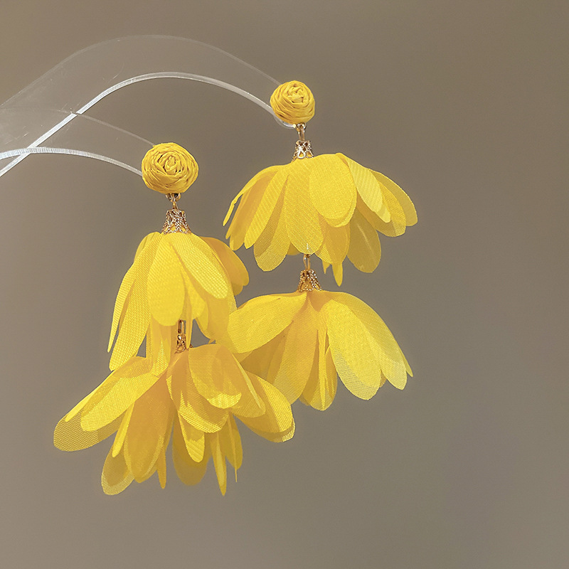 Sunburst Chiffon Petal Double Drop Earring