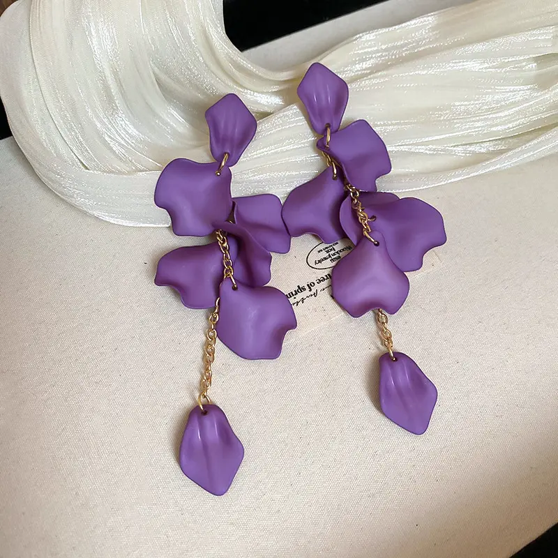 Wisteria Matte Petal Cascade Drop Earring — front view