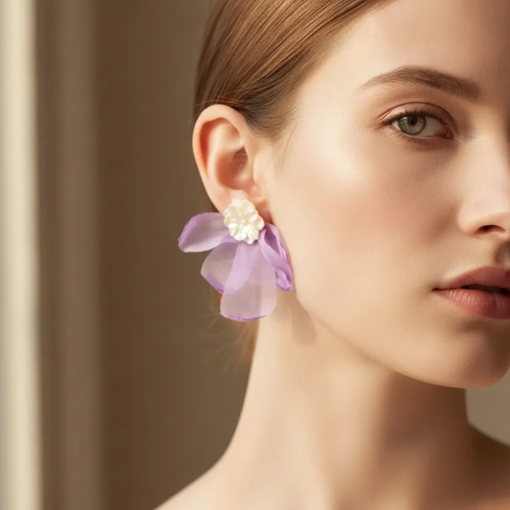 Wisteria Silk Petal Shell Drop Earring — view 3