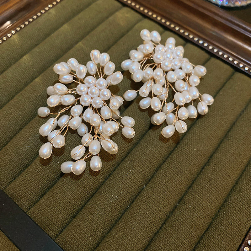 Ivory Freshwater Pearl Spray Stud Earring