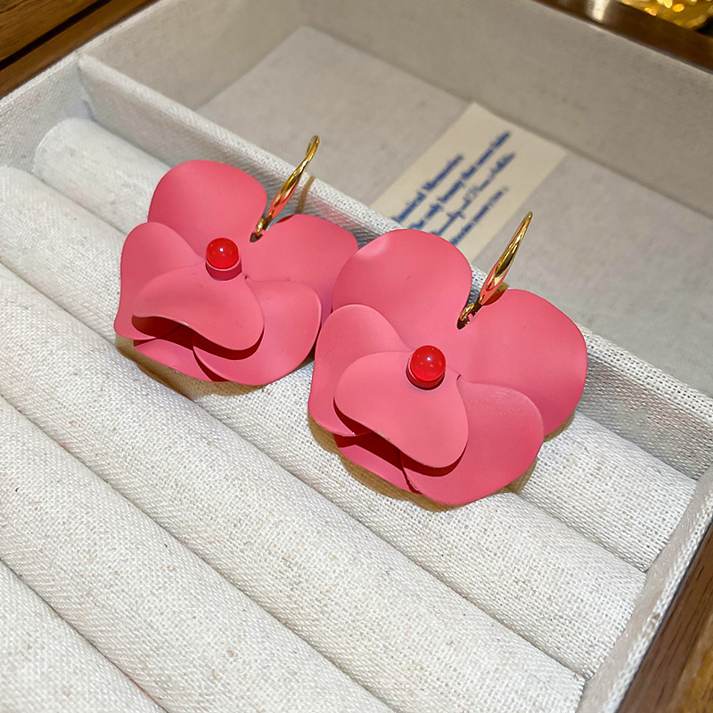 Blush Matte Poppy Gold Hoop Hook Earring