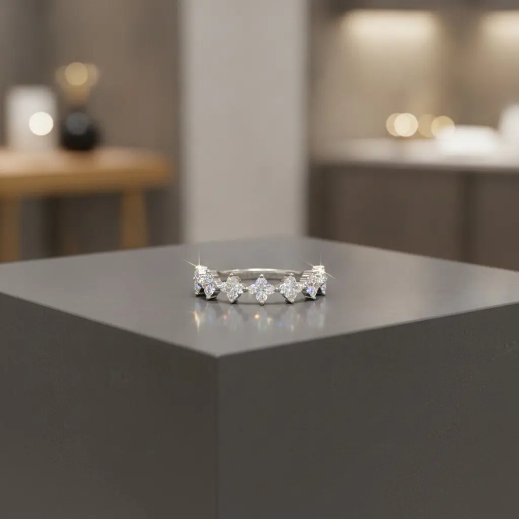 Silver Aurora Star Cluster Open Ring — view 2