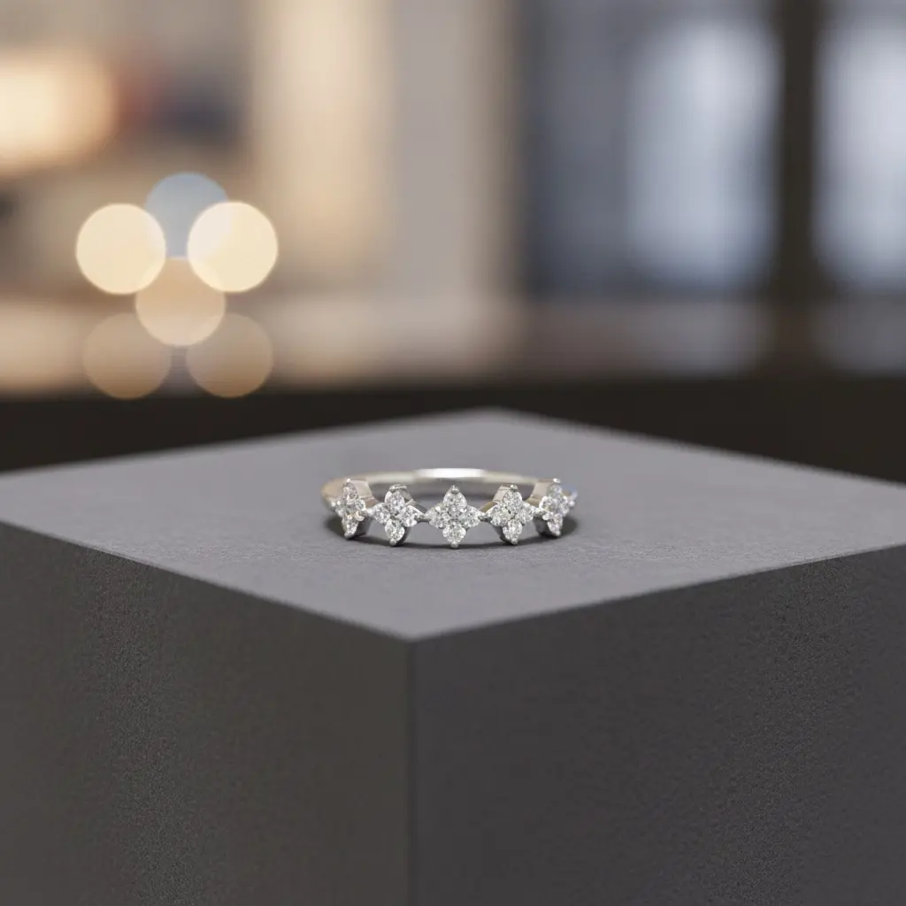 Silver Aurora Star Cluster Open Ring — view 3