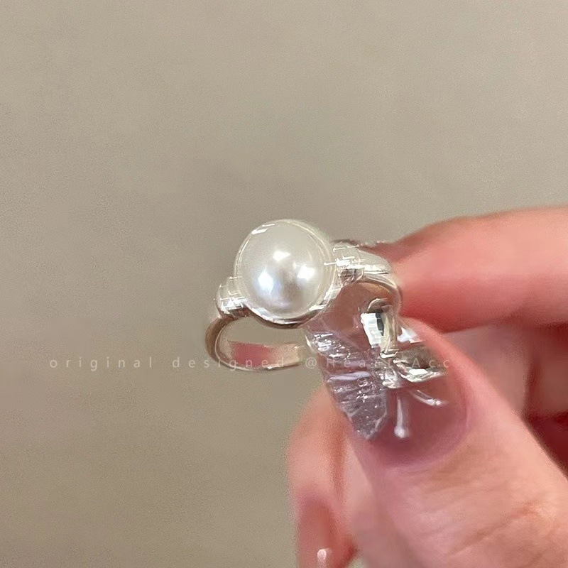 Silver Crosshatch Pearl Textured Band Ring