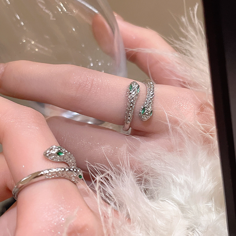 Silver Crystal Serpent Wrap Ring