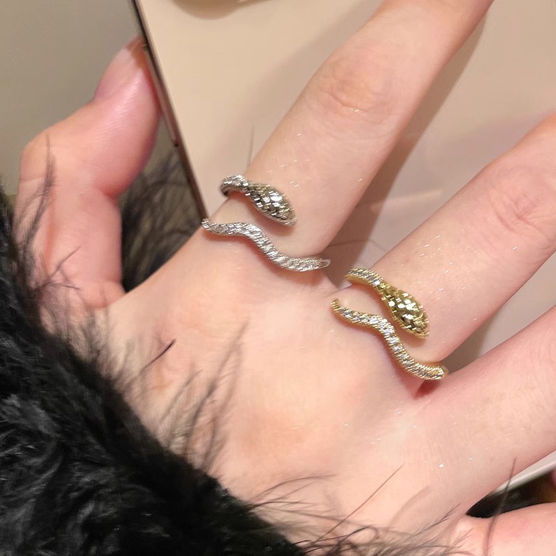 Silver Baguette Serpent Wrap Ring