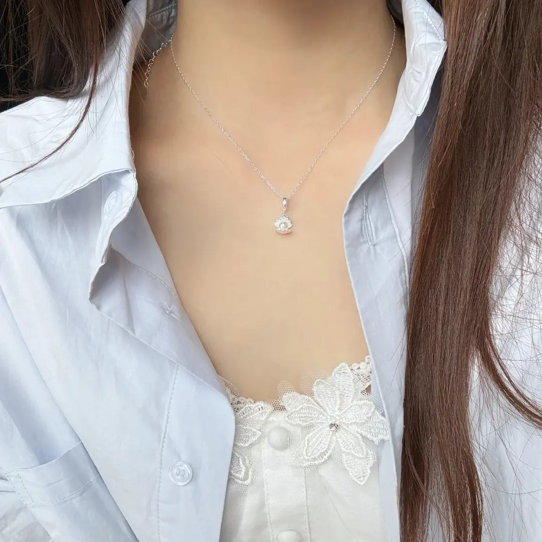 Pearl Camellia Cup Pendant Necklace — Necklace pearls from Mowey Studio