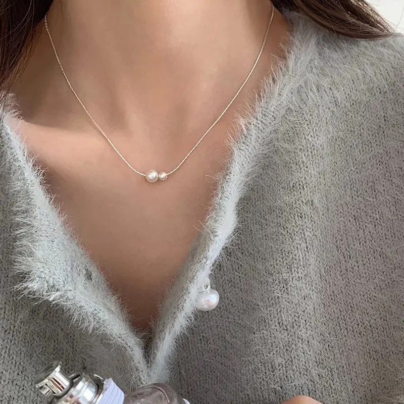 Floating Pearl Drop Necklace — Necklace pearls from Mowey Studio