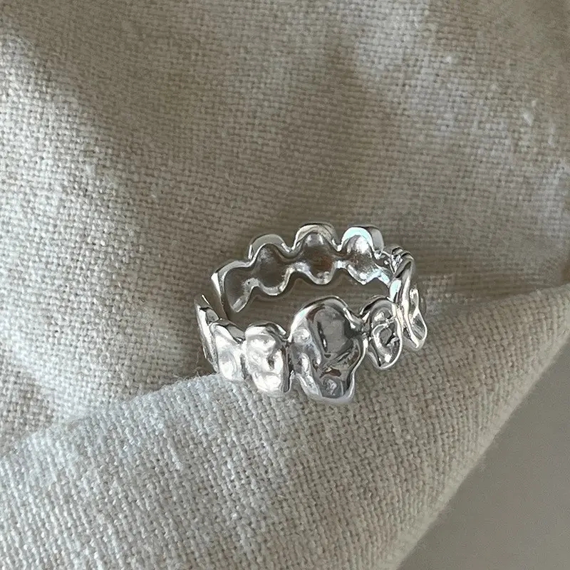 Molten Pebble Texture Open Ring — Ring minimals from Mowey Studio