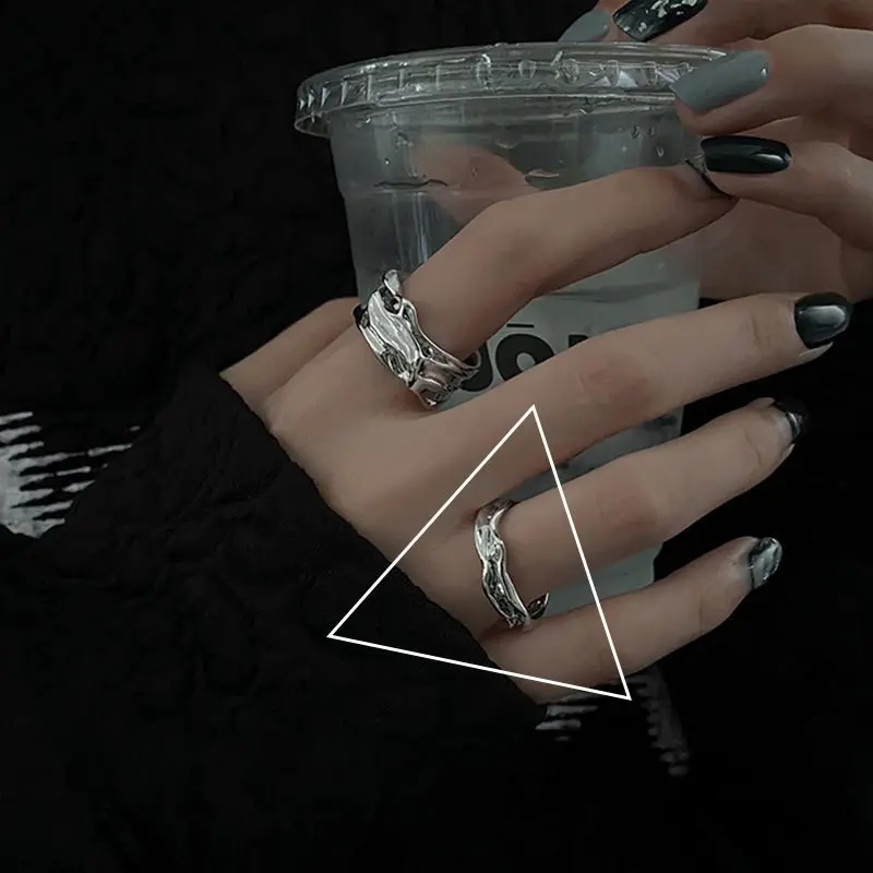 Wavy Ripple Edge Open Ring — front view