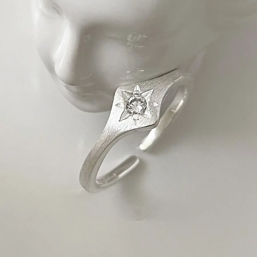 Diamond Signet Star CZ Open Ring — Ring crystals from Mowey Studio