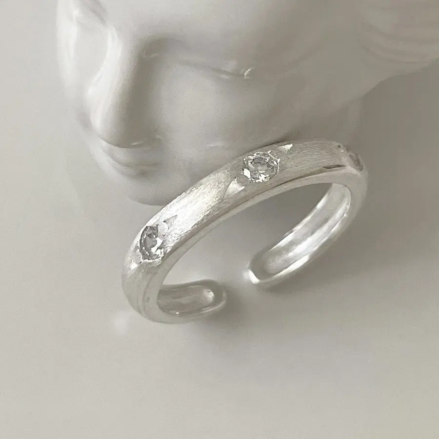 Scattered CZ Brushed Wide Open Ring — Ring crystals from Mowey Studio