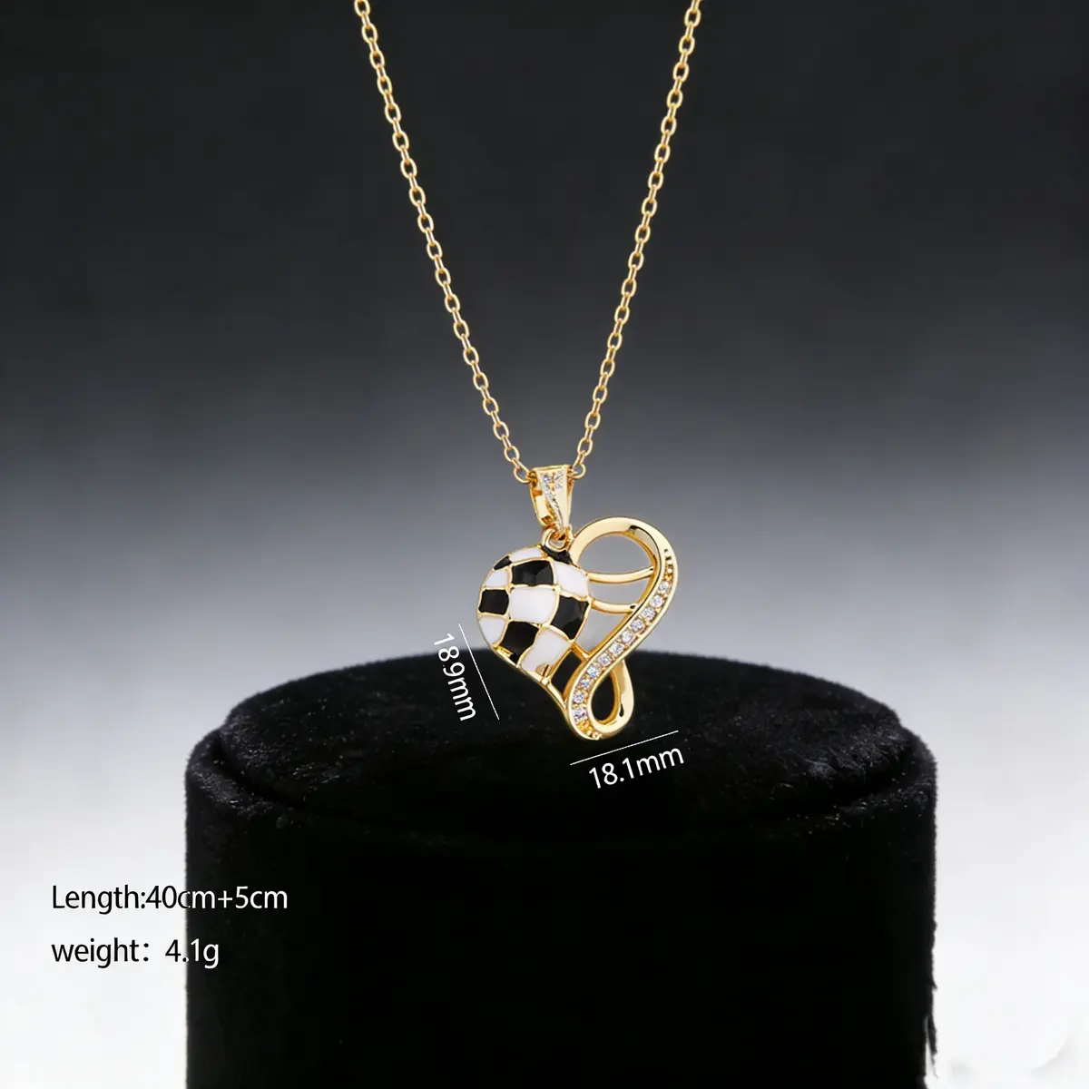 Black Alloy Heart & Football FIFA World Cup 2026 Pendant Necklace — front view